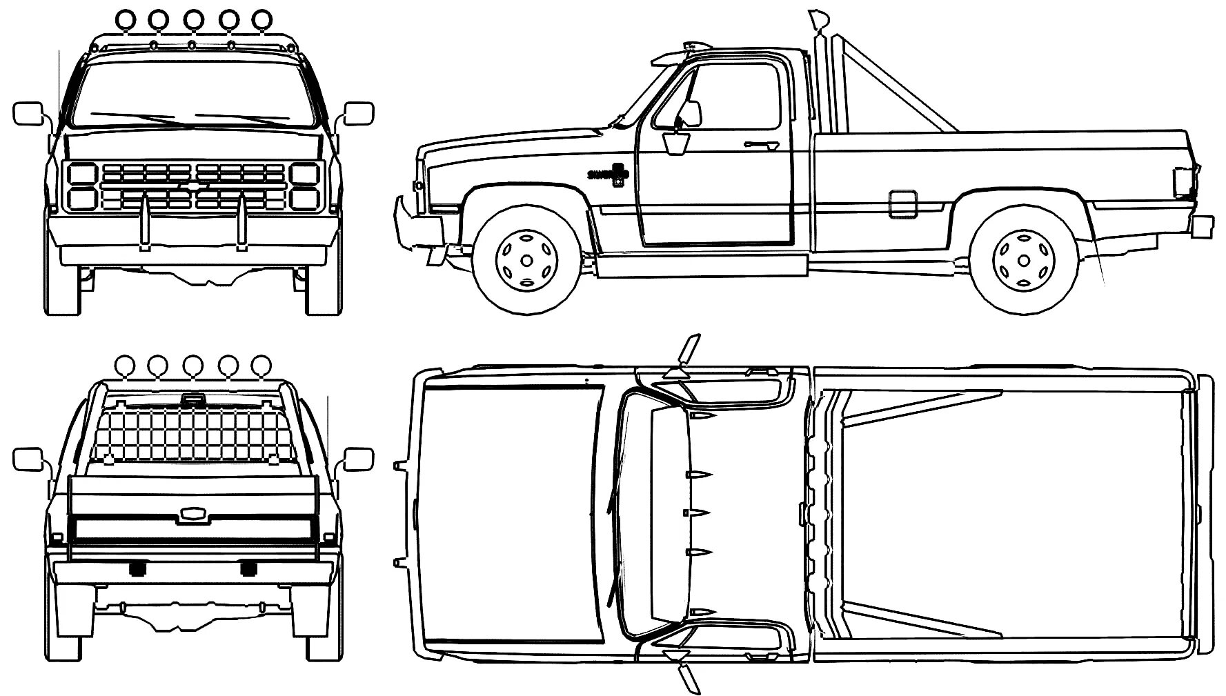 Пикап план. Chevrolet Pickup 1951 чертежи. Chevrolet Silverado 1986 чертеж. Чертёж Chevrolet Silverado 1500. Чертёж машины Шевроле Сильверадо.