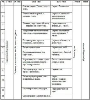 Программа по настольному теннису для дополнительного образования