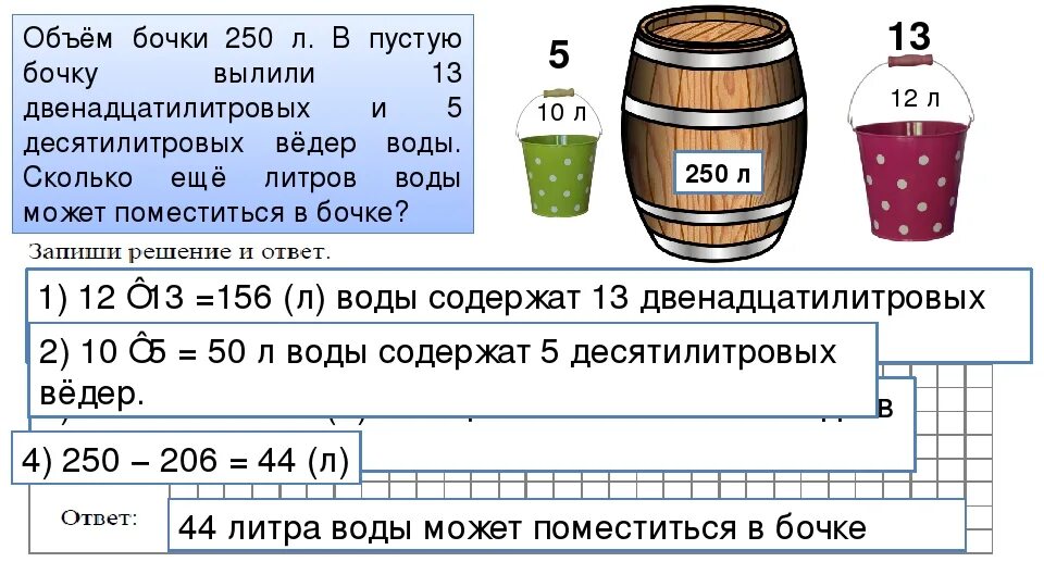 Сколько там литров. Объем бочки. Задачи на вместимость. Задачи на литр. Задача с литрами.