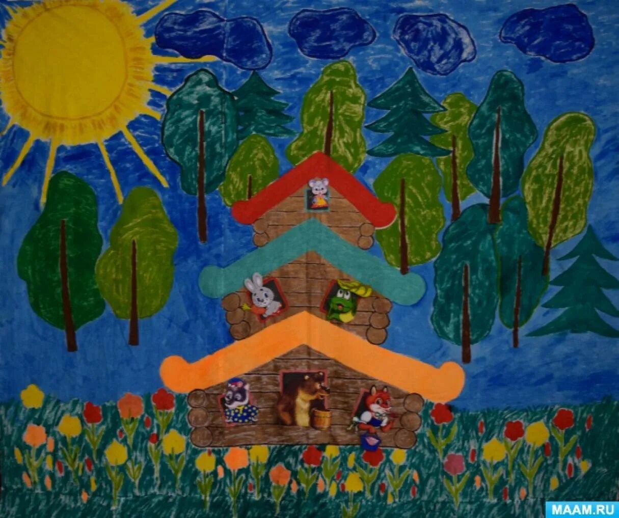 Сказочные декорации. Русский стиль кукольный театр красная шапочка, 11065. Декорации для детского спектакля. Декорация к сказке. Декорации для детского театра.