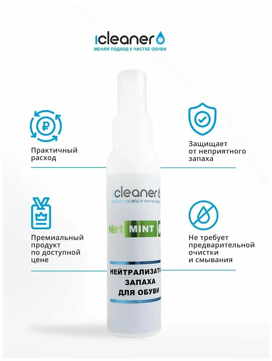 Средство для обуви от запаха и бактерий. ICLEANER Aqua Shield. Нейтрализатор запахов для дома. Нейтрализатор запаха д/обуви Салтон спорт 75мл.