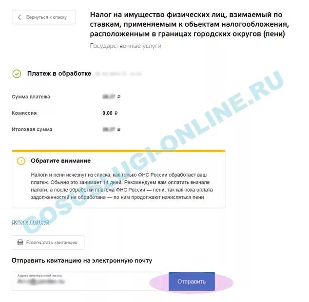 Сколько обрабатывается платеж в налоговой