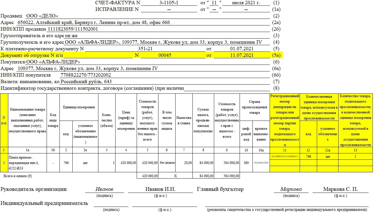 Рф от 26.12 2011 1137. Образец счет фактуры с 1 июля 2021 года. Счет фактура нового образца 2021. Счет фактура нового образца 2021 пример. Счет-фактура УПД С 01.07.2021 образец.