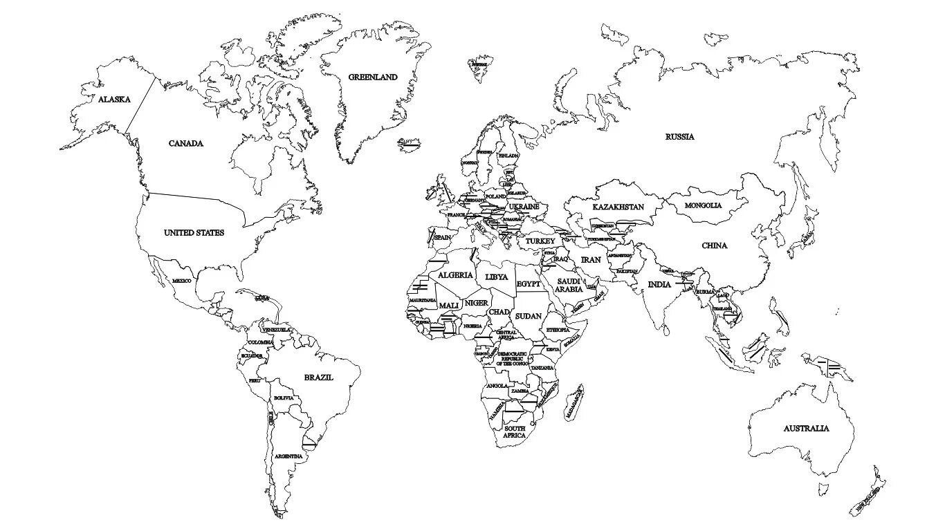 Карта с названием стран на русском