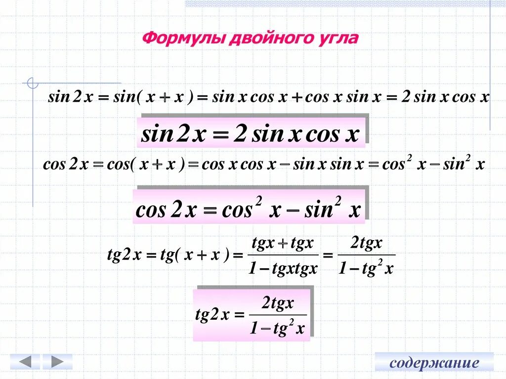 Косинус двойного угла вывод формулы. Выведение формулы синуса двойного угла. Формулы преобразования двойного угла. Все формулы двойного угла тригонометрических функций. Формулы тригонометрические функции угла