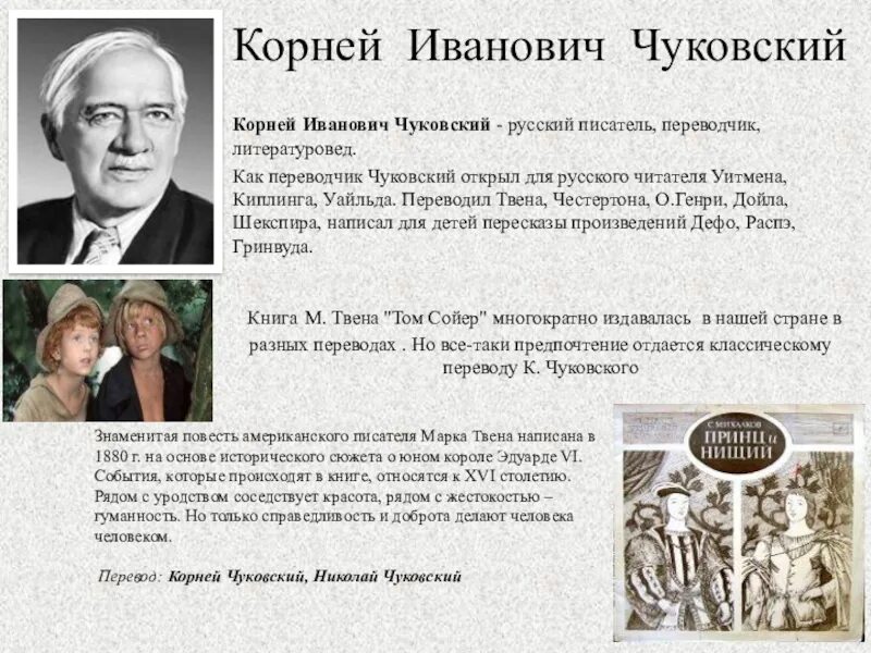 Русский советский писатель переводчик литературовед. Чуковский переводчик для детей.