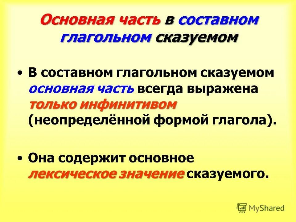 Лексическое значение простых глагольных сказуемых. Инфинитив часть составного глагольного сказуемого. основная часть. составное глагольное сказуемое. лексическое значение в составном глагольном сказуемом заключено.