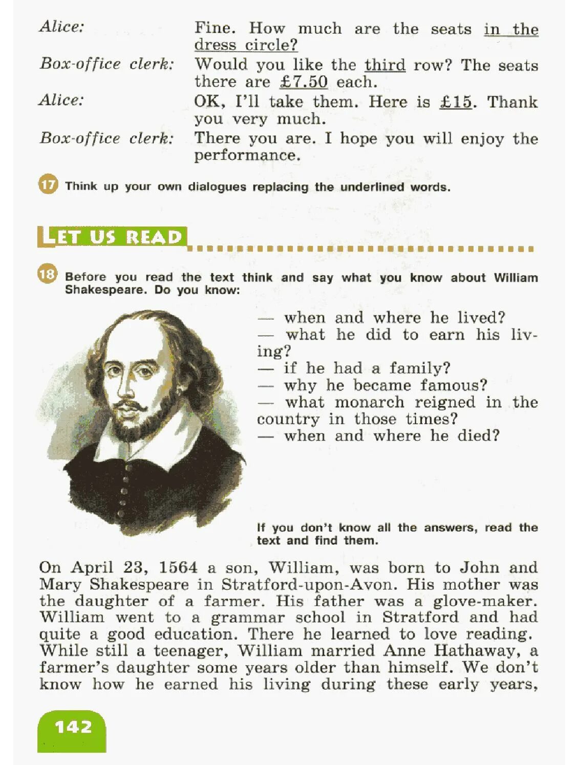 About William Shakespeare. Text about William Shakespeare. William Shakespeare before you read. Ответы на вопросы William Shakespeare. Where shakespeare born was were