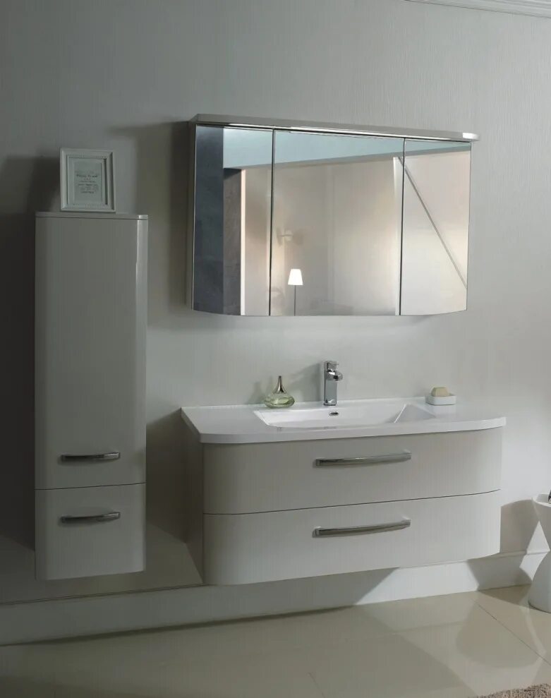 Комплект для ванной комнаты la Tezza Slim 35. Раковина "слим" 110. Argent Crystal мебель для ванной. Зеркало-шкаф la Tezza с подсветкой. Шкаф раковина зеркало в ванную