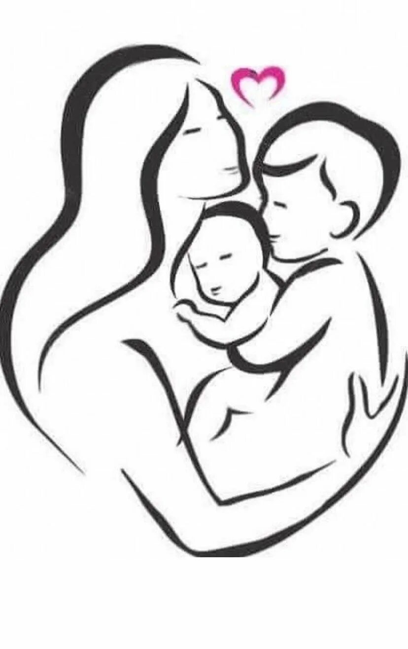 Одиночка для сына и дочки. Мать с ребенком рисунок. Символ материнства. Мать и дитя рисунок карандашом. Силуэт матери и ребенка.