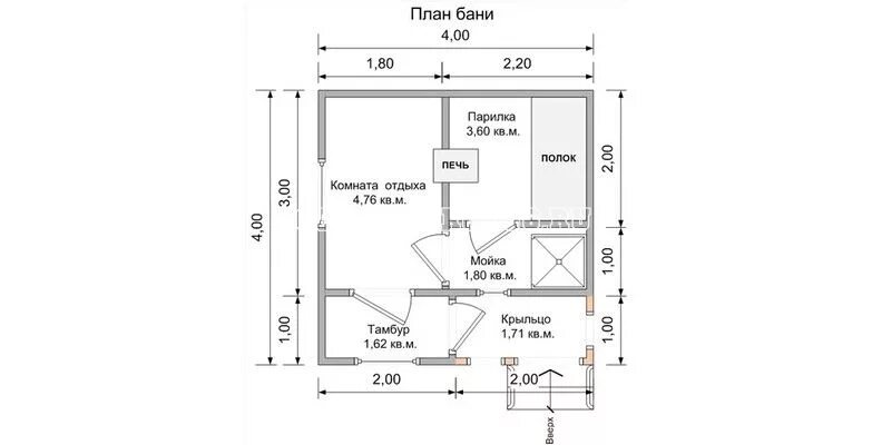 Чертежи бань 6 4 Баня 5 на 6