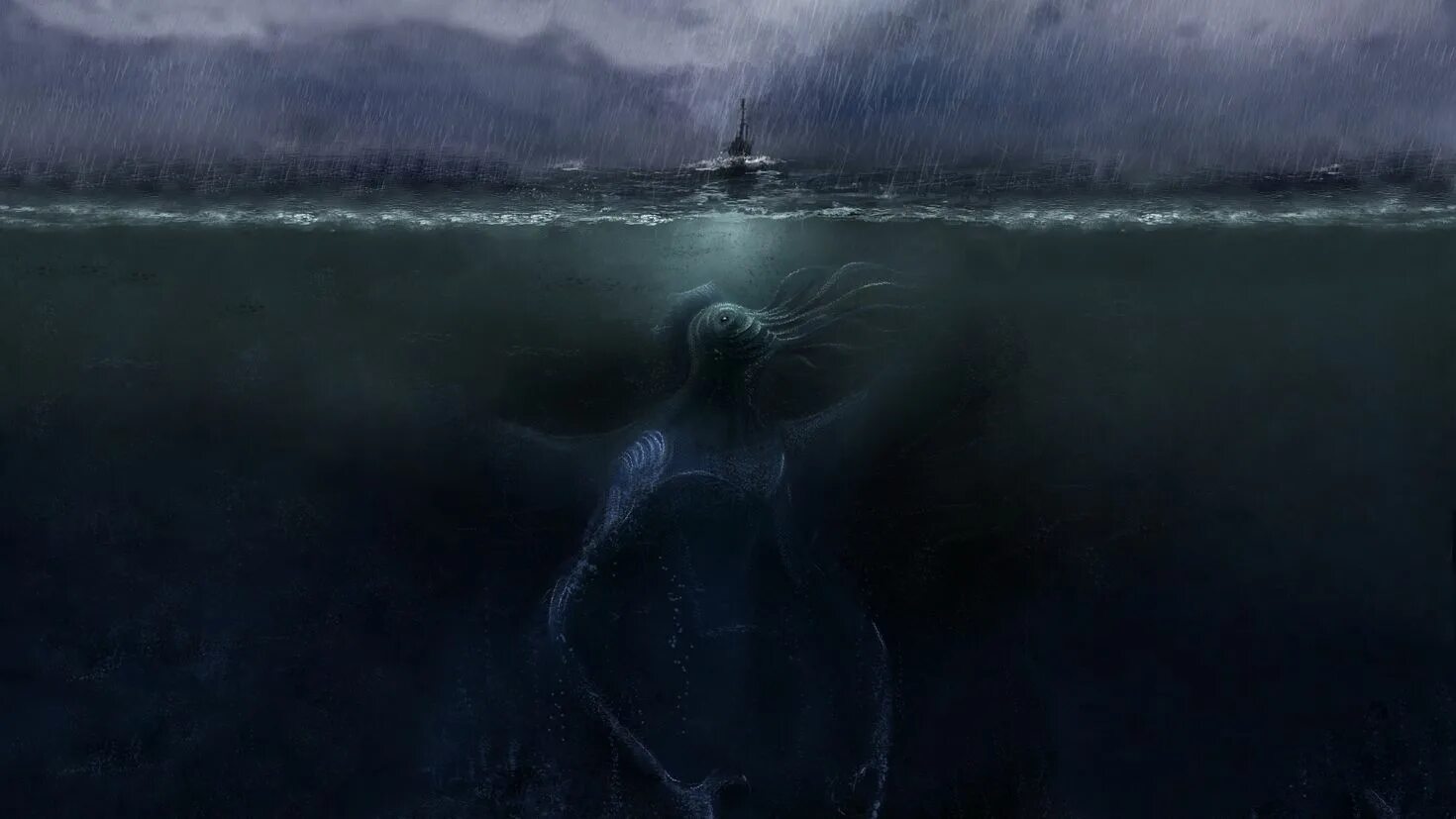 Тьма есть вода. Талассофобия Лавкрафт. Морское чудовище Ктулху. Лавкрафт морские чудовища. Bloop Лавкрафт.