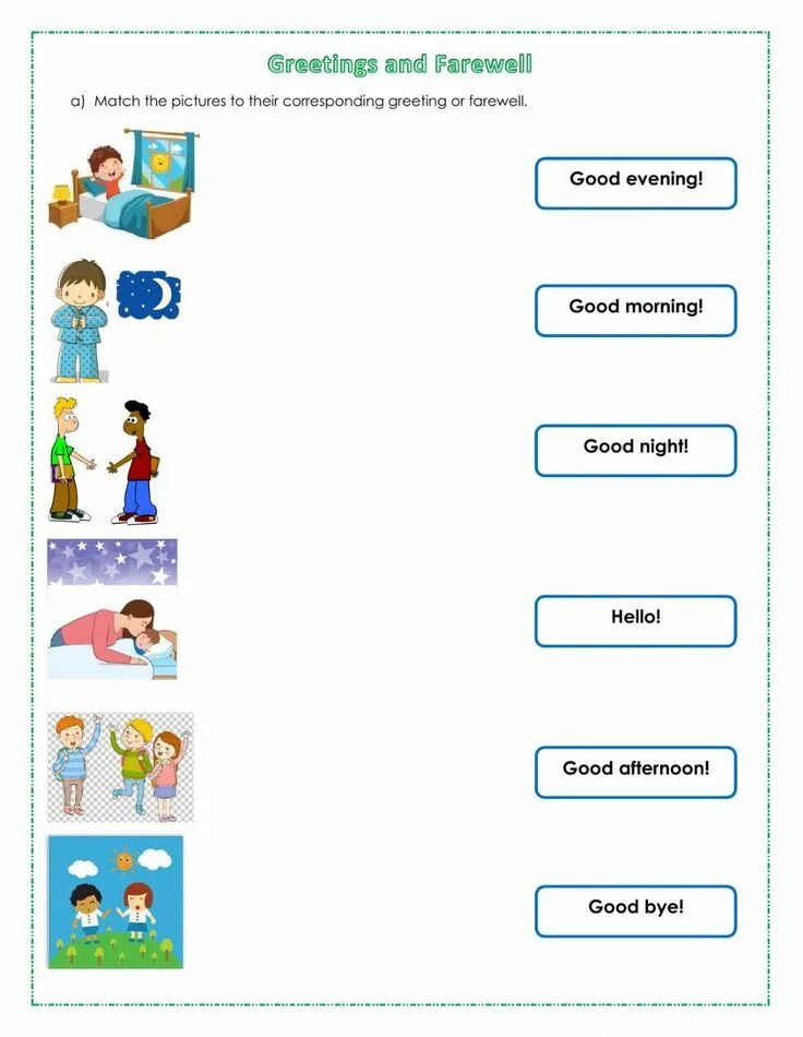 Greeting задание для дошкольников. Match the greetings cards to the situations. Приветствия на английском упражнения. Match the greetings cards to the situations. Greetings упражнения.