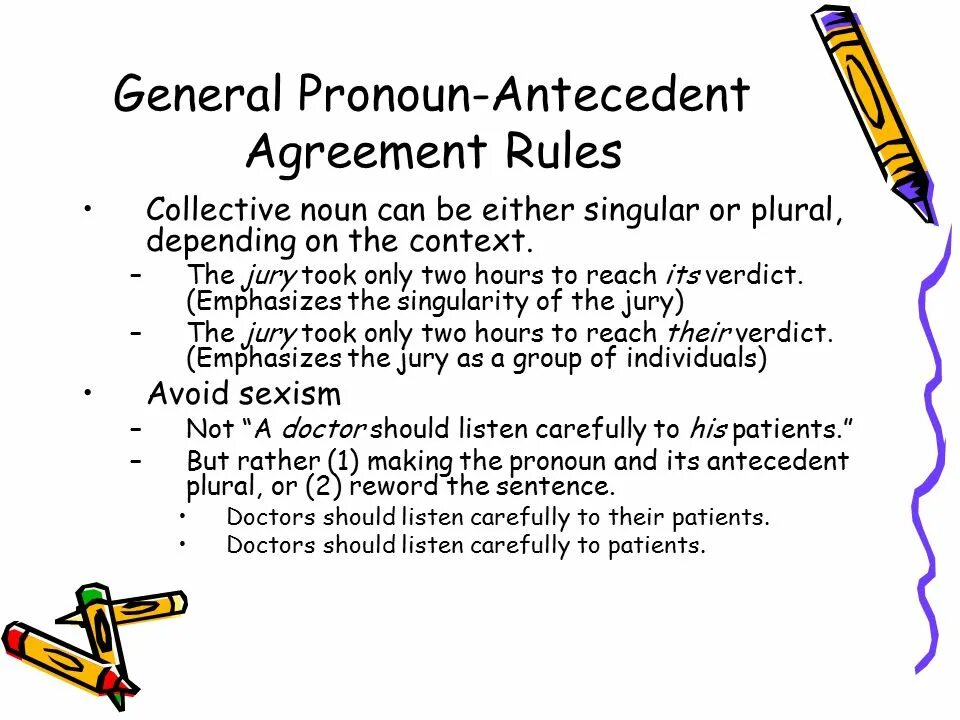 Generic pronouns. Pronoun Antecedent Agreement. Antecedents of pronoun. Pronoun and Noun Agreement. Rule collection