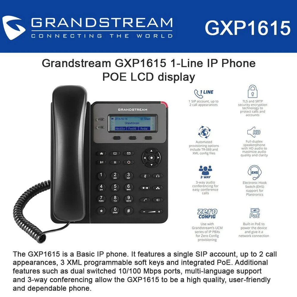 Телефон grandstream инструкция. Grandstream gxp1615. IP телефон Grandstream gxp1615. Grandstream gxp1610. Трубка для Grandstream gxp1610.