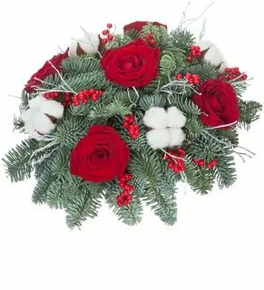 Букет из роз и ели