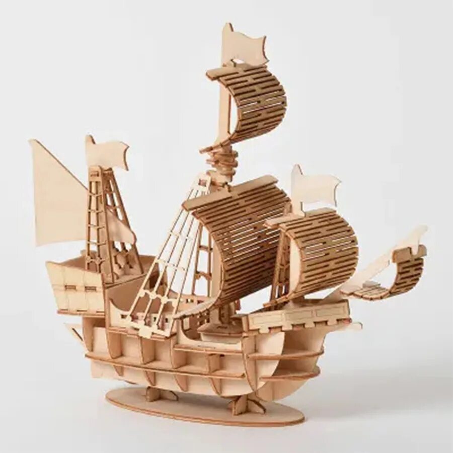 Laser Cutting DIY Sailing ship Toys 3d Wooden Puzzle Toy Assembly model Wood Craft Kits. Деревянный конструктор сборная модель "морской Маяк". Деревянный корабль. Макет деревянного корабля. Сборный корабль из дерева купить