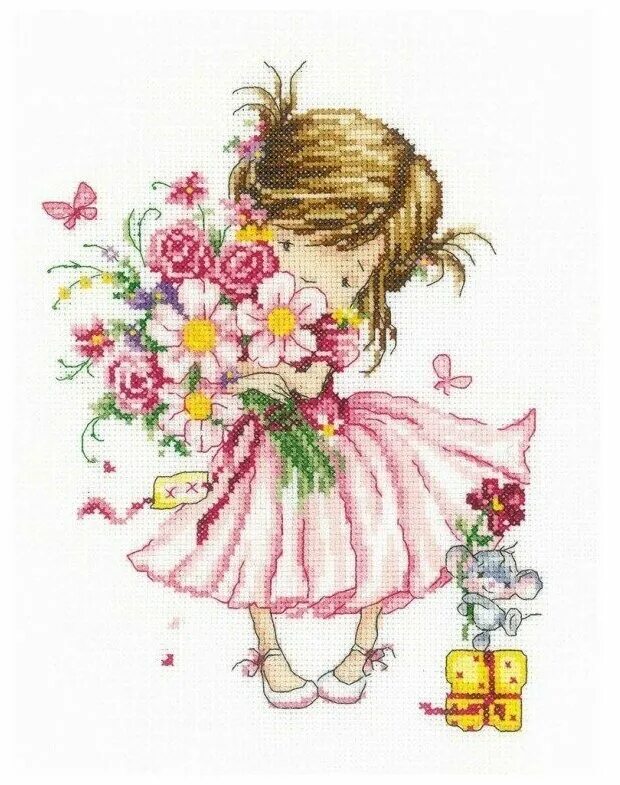 наборы для вышивания девочки. набор для вышивания девочка. наборы для вышивки про девочек. вышивка девочка в ромашках. дименшенс 65078.