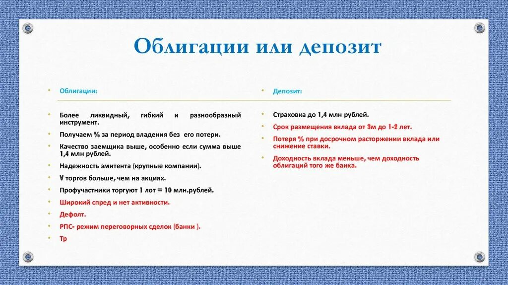 Недостатки банковского вклада. Вклад или облигации. Разница банковский вклад и облигации. Вклады в ценные бумаги. Сходства и различия депозита и вклада.