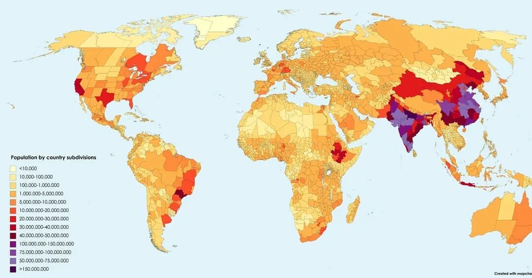 Countries by population. Countries by population Map. World Map Subdivisions. Total population by Country.