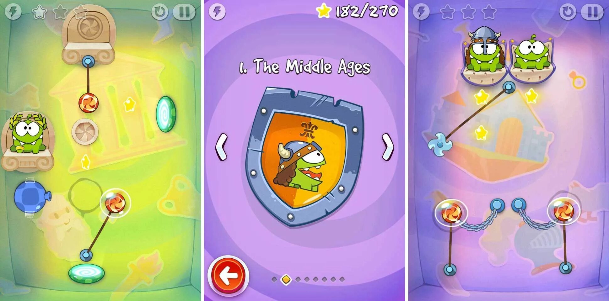 Игра «Cut the Rope - time Travel». Игра «Cut the Rope 2». Ам няма путешествие во времени. Ам Ням средневековье.