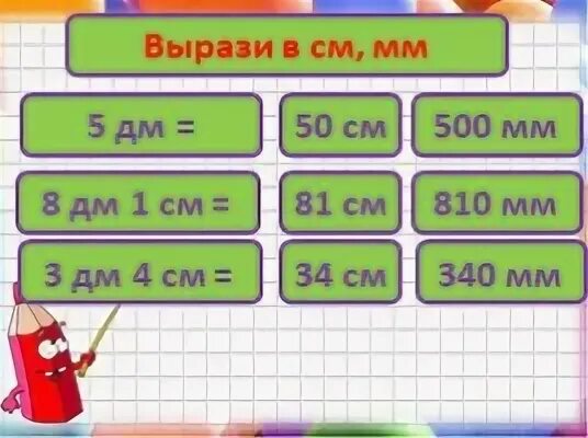 Выразите в метрах 3 дм. 2 дм 3 см. вырази в мм. вырази в миллиметрах. 3 дм2 в см2.