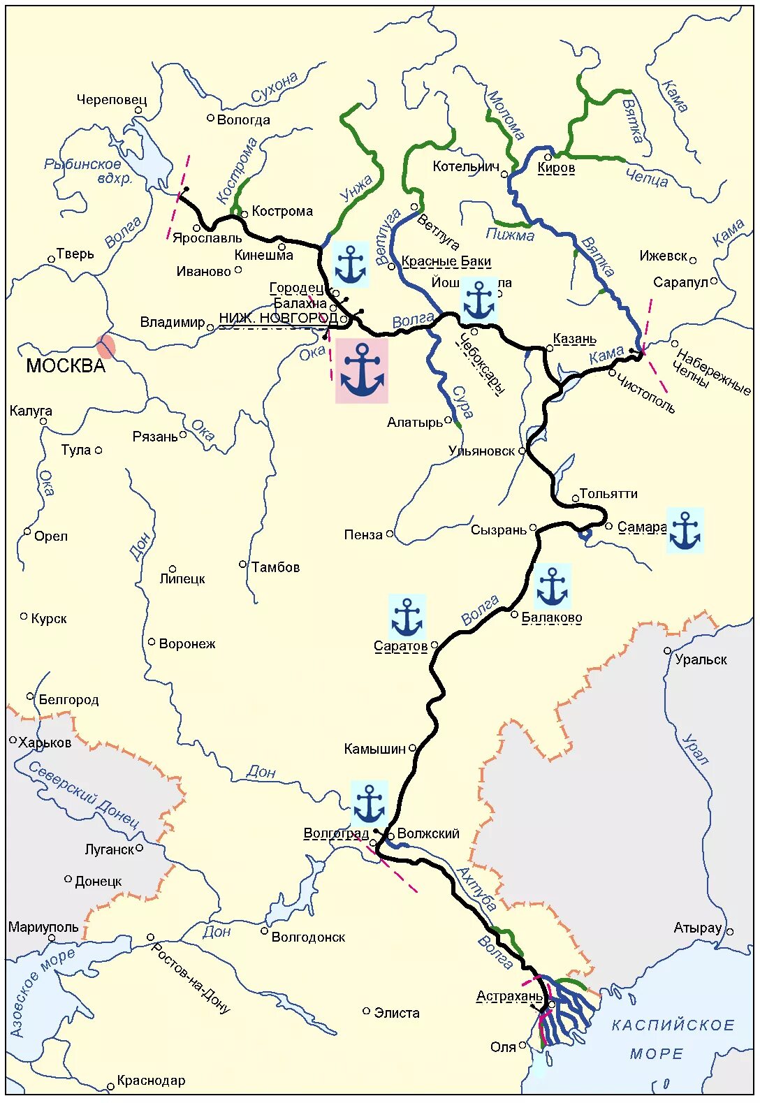 Волжский бассейн реки. Волго Камский бассейн реки. Волжский бассейн внутренних водных путей карта. Речные Порты Волжского бассейна. Волго-Донской бассейн внутренних водных путей карта.