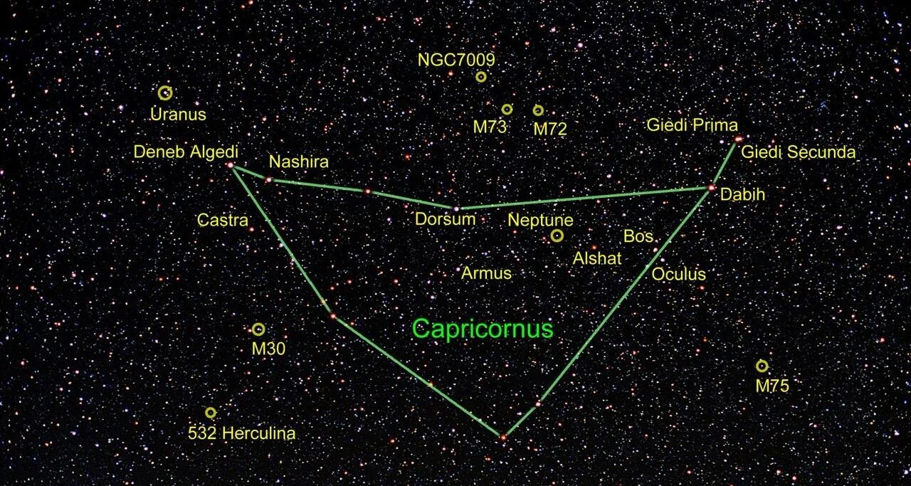В каком созвездии находится юпитер. Козерог Созвездие Денеб Альгеди. Самая яркая звезда в созвездии козерога. Capricornus Созвездие. Козерог Созвездие схема самая яркая звезда.