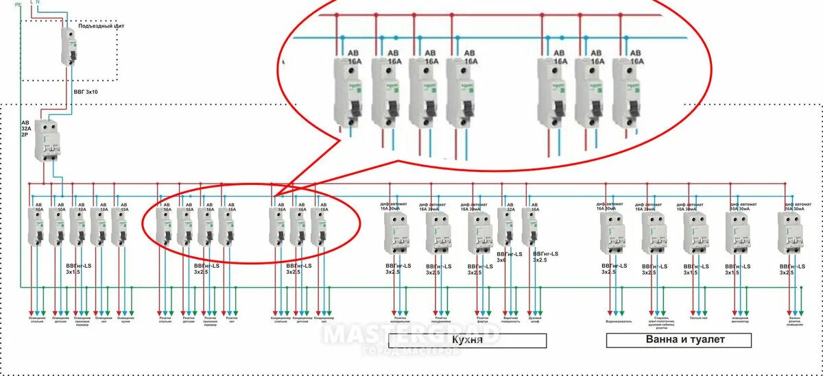 Сколько ампер в квартире. Подключение автомата на 16 ампер одинарного схема подключения. Схема подключения 10 автоматов. Подключение автомата на 16 ампер схема. Диф автомат 16 ампер электрическая схема.