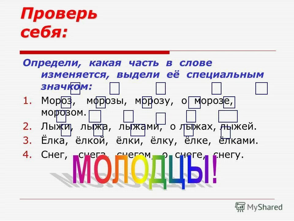 Какая часть речи слова преобразился. Какая часть слова может изменяться.