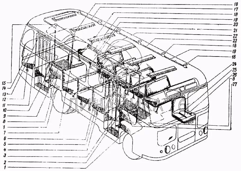 Топливный бак паз. Кузовные детали ПАЗ 672. ПАЗ 672 конструкция. ПАЗ 672 каркас кузова. Бак топливный ПАЗ 32053.