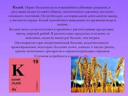 К каким элементам относится калий