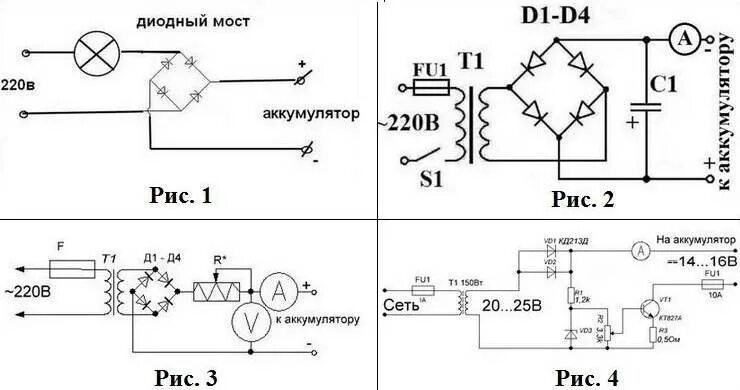 Простое зарядное устройства своими руками. Простая схема зарядки аккумулятора автомобиля. Простейшая схема зарядного устройства для автомобильного АКБ. Схемы з.у для автомобильных аккумуляторов. Схема простого зарядного устройства для АКБ автомобиля.