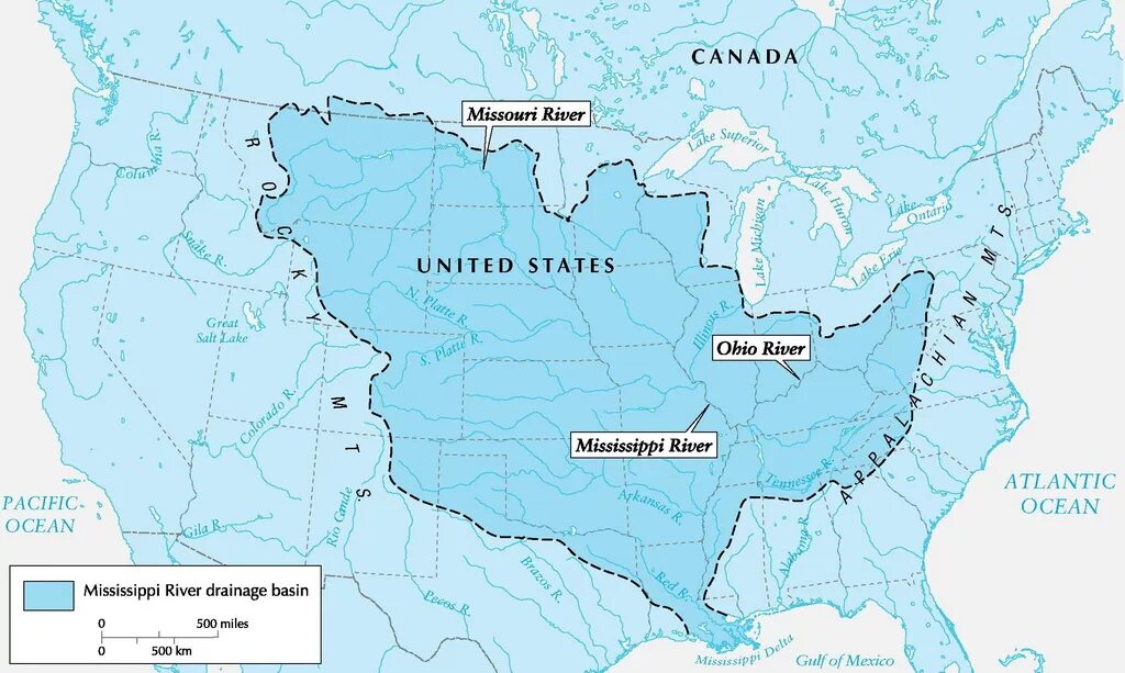 Огайо в какой океан. Бассейн реки Миссисипи на карте. Река Миссисипи на карте. Бассейн реки Миссисипи на контурной. Река Миссисипи и Миссури на карте.