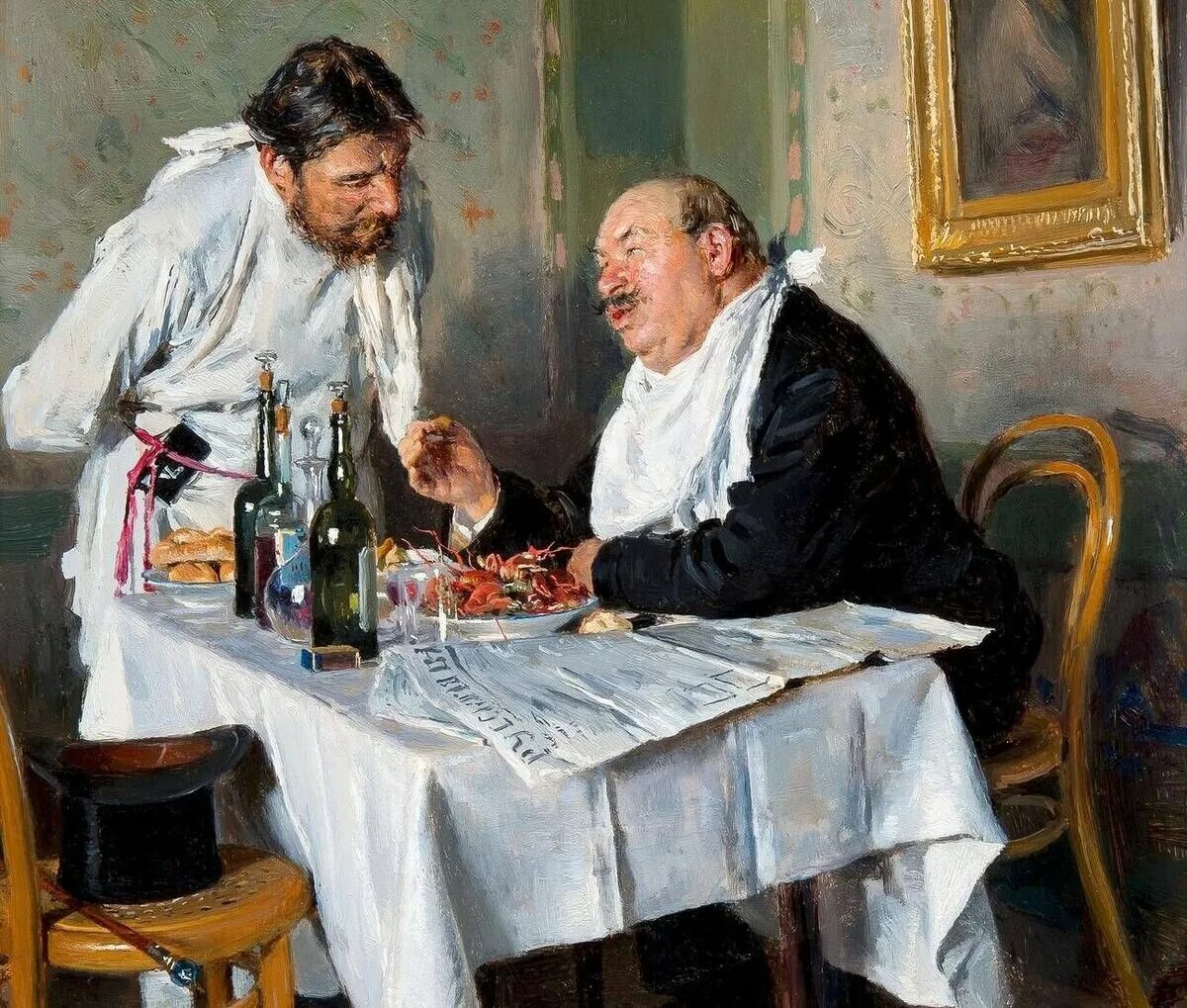 Работа на барина. Кустодиев чаепитие московский трактир. Работа на барина. Купцы за чаепитием. Притча о работнике и барине.