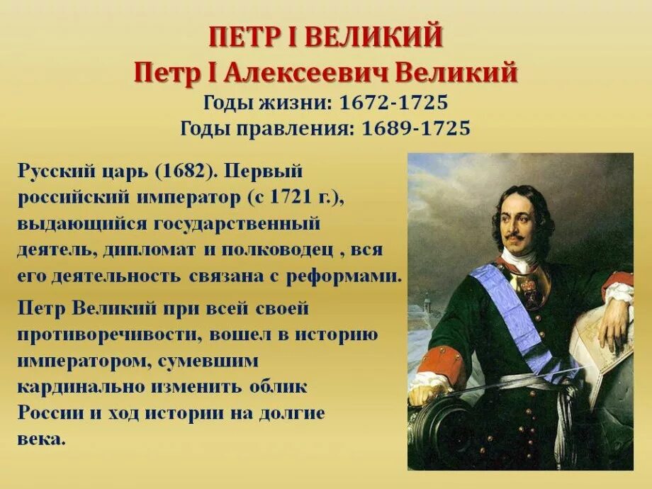 Годы правления Петра Великого. Правление Петра 1.