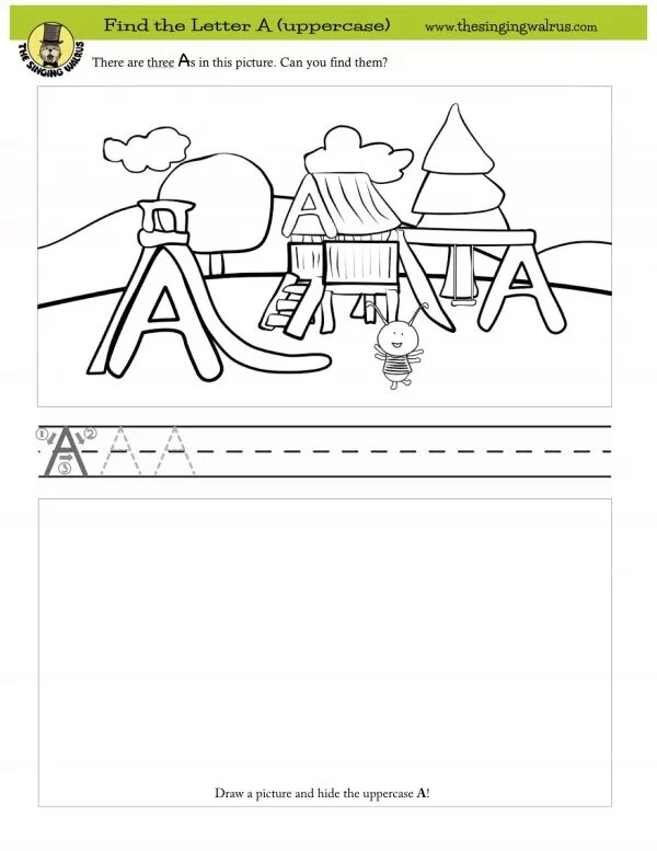 Finding letter a. Find letters. the singing walrus worksheets. find the letters worksheets. alphabet worksheets find the letters.