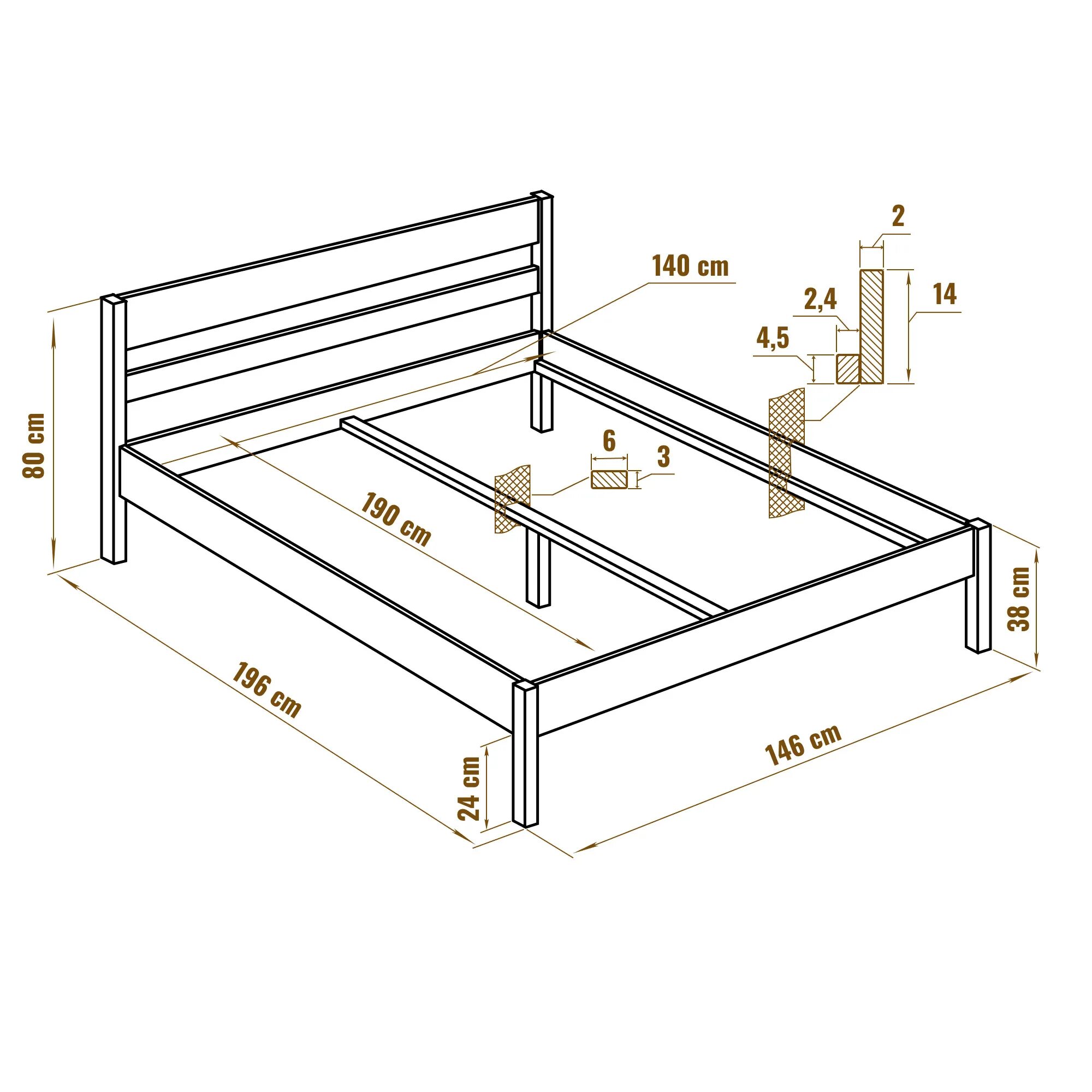 Lit design en bois - lit double 180x200 cm - Giulia_673116 Lit design, Modèles d