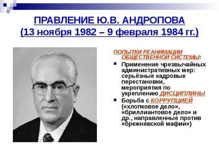 Какие цели были поставлены андроповым