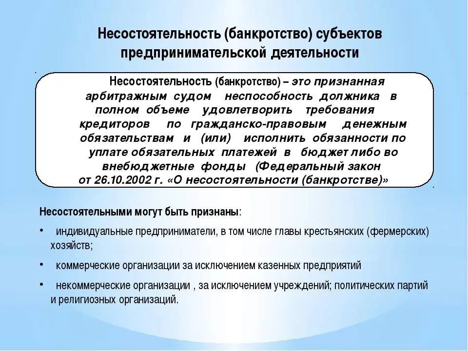 Может быть признан банкротом по решению
