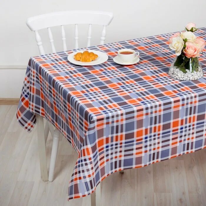 Клеенка cl-2150 carnelia. Фото с желтой клеткой. Столовое белье для сервировки стола. Скатерть на стол. Скатерть с кружевом.