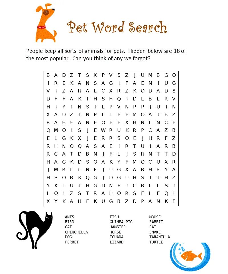 Animals wordsearch
