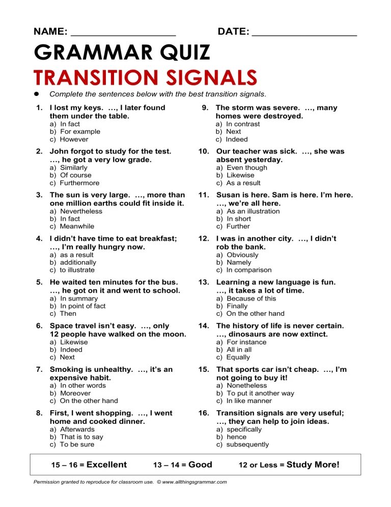 Transition signals
