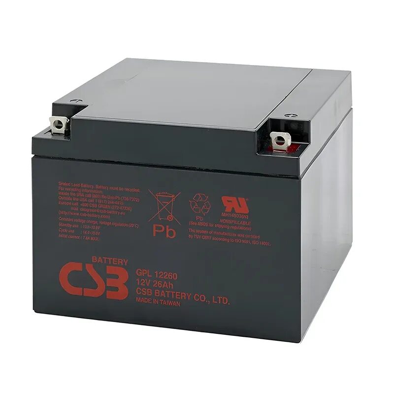 Batteries com. Аккумулятор CSB GP 12260. Аккумулятор CSB 12в 100ач. Аккумуляторная батарея CSB GPL 12260 26 А·Ч. Батарея аккумуляторная gp12-26 26ah.