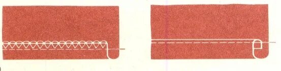 Шов в подгибку с обметанным срезом. Ручной шов для подгибки низа. В подгибку с открытым срезом. Обработка низа изделия с открытым срезом. Швы для фартука
