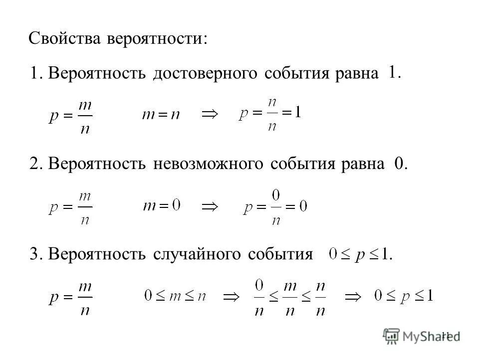 Вероятность невозможного события равна 1