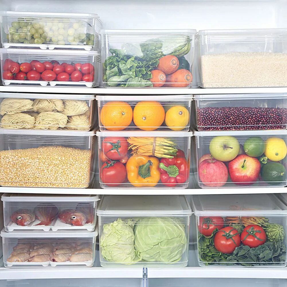 органайзер для холодильника 10х30х10см с крышкой прозрачный м1585. лоток для овощей в холодильник. органайзер для холодильника. корзина для хранения овощей. контейнер для хранения овощей.