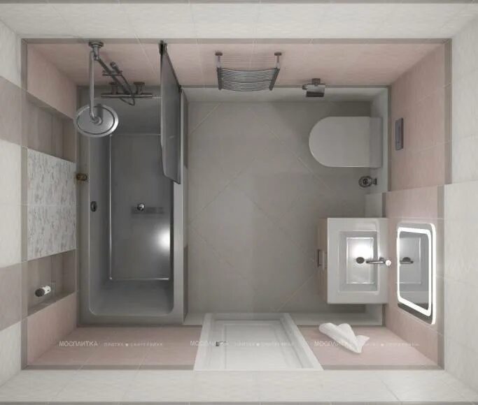Option of location of plumbing in the bathroom 5 sq m #Ванная@vk_interior 2016 И