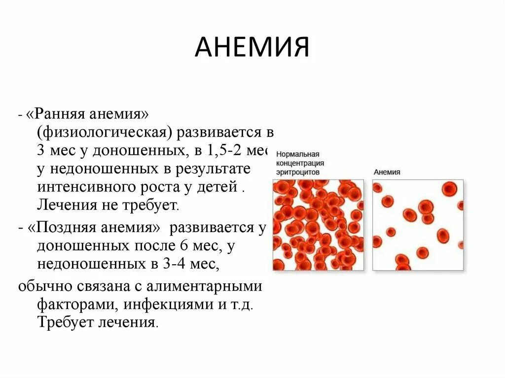 Анемия кратко. Ранняя анемия.