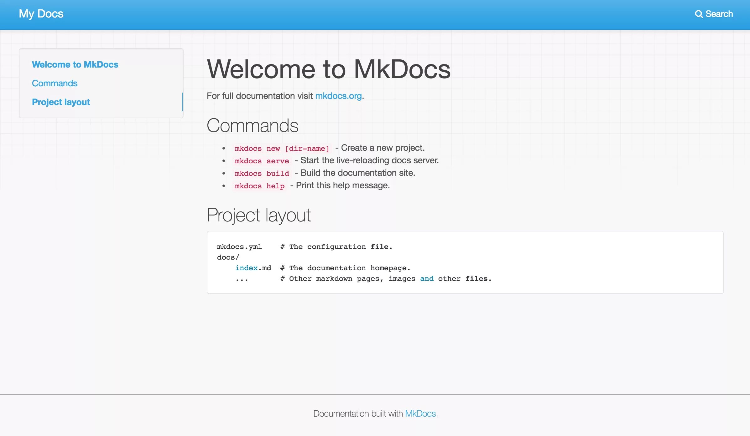 Doc program. MKDOCS. Material for MKDOCS. Markdown file. Create documentation Markdown.